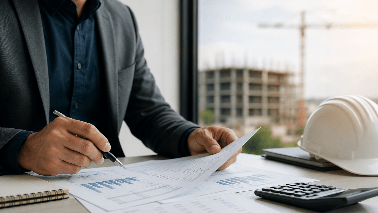 Construction contractor reviewing financial documents for tax-saving strategies for contractors